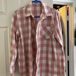 Stylish Pink and White Plaid Men's Shirt